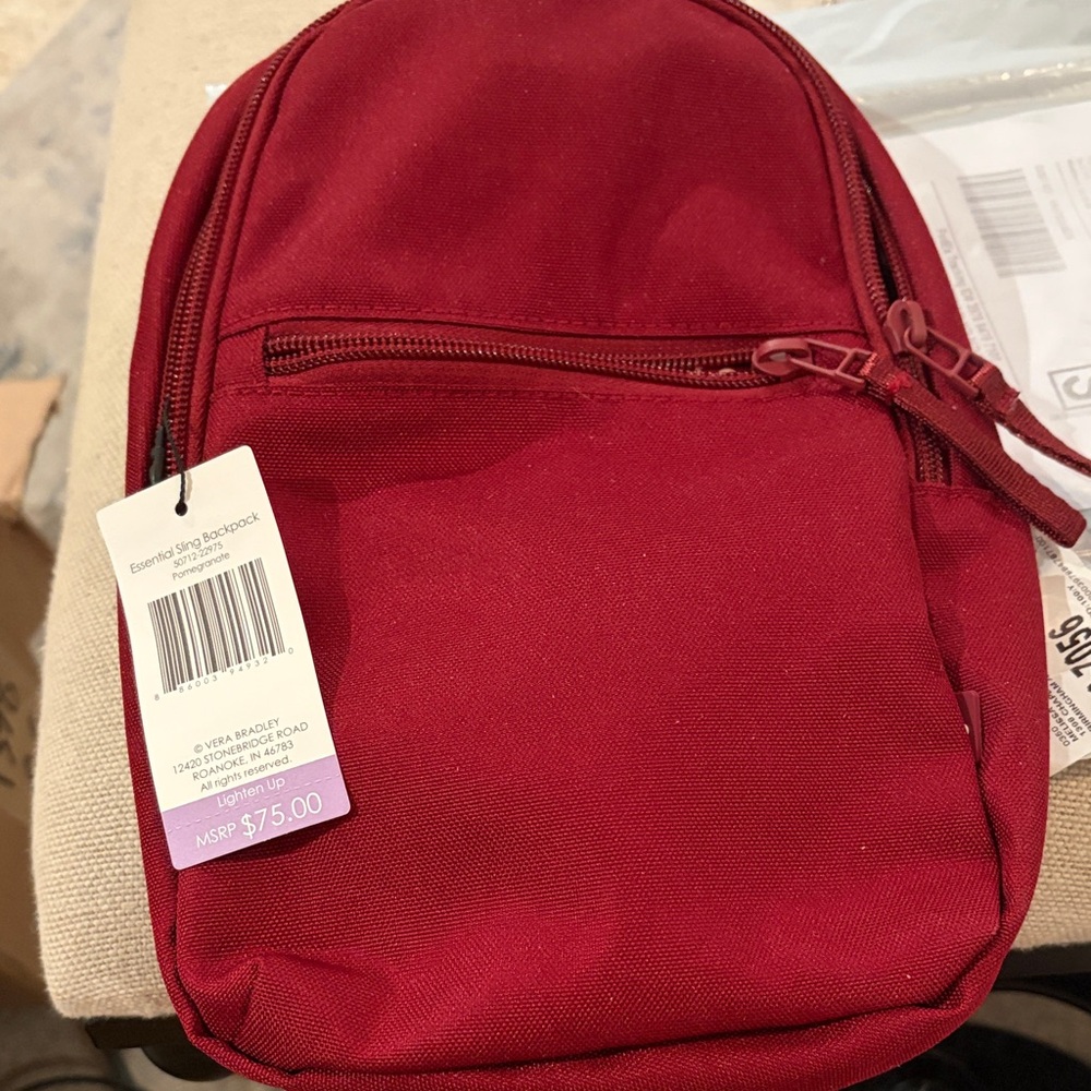 Vera Bradley Outlet Lighten Up Essential Sling Backpack in Pomegranate/NWT - Picture 4 of 9